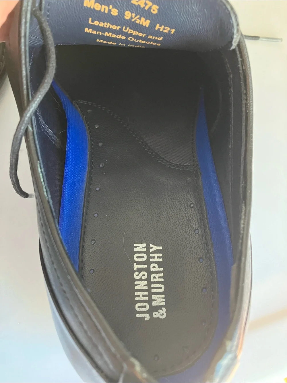 Johnston & Murphy Men's Landry Cap Toe black full grain leather dress shoes 9.5